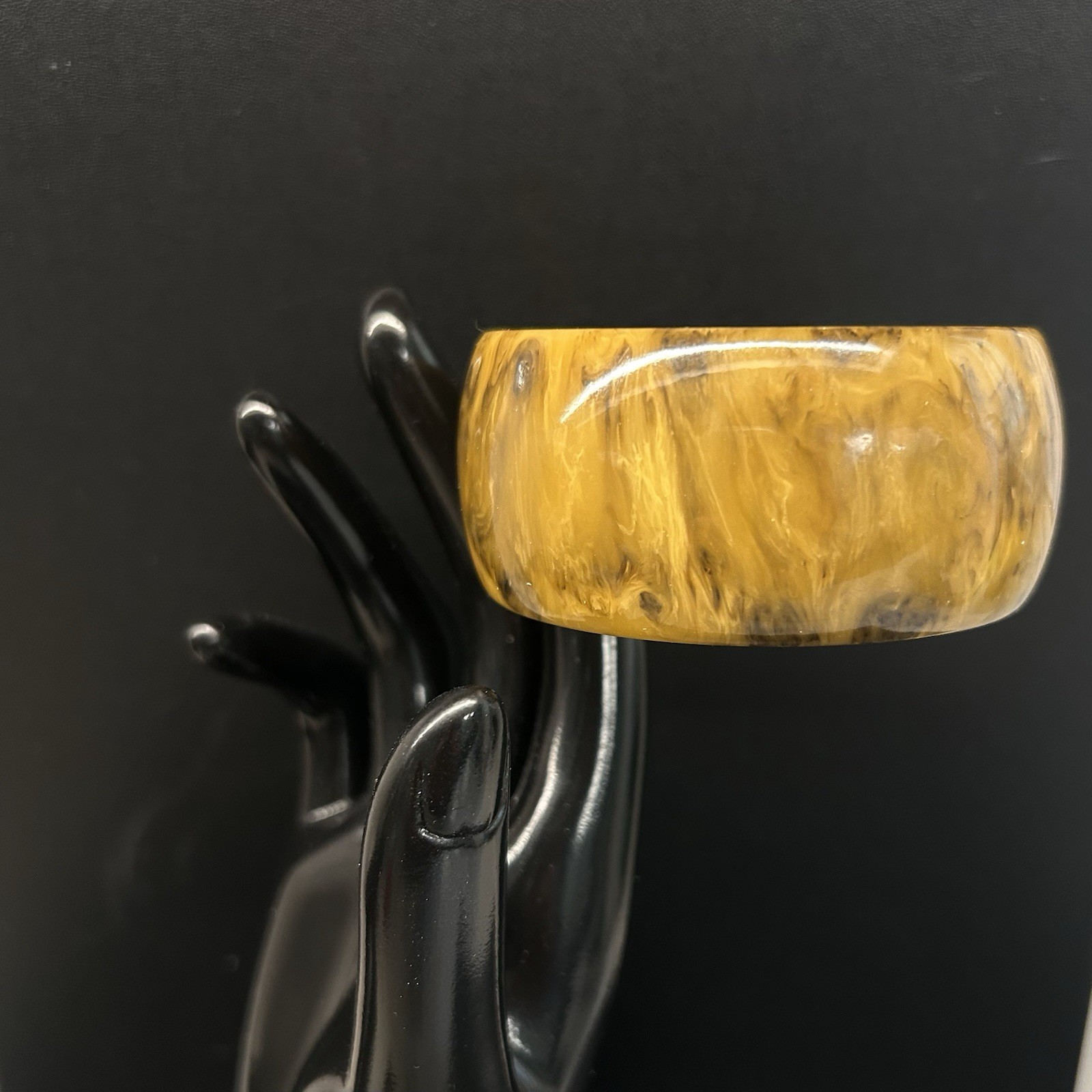 Vintage Bakelite Bracelet Bangle Butterscotch and Toffee Marble 1 1/4 Inch Wide