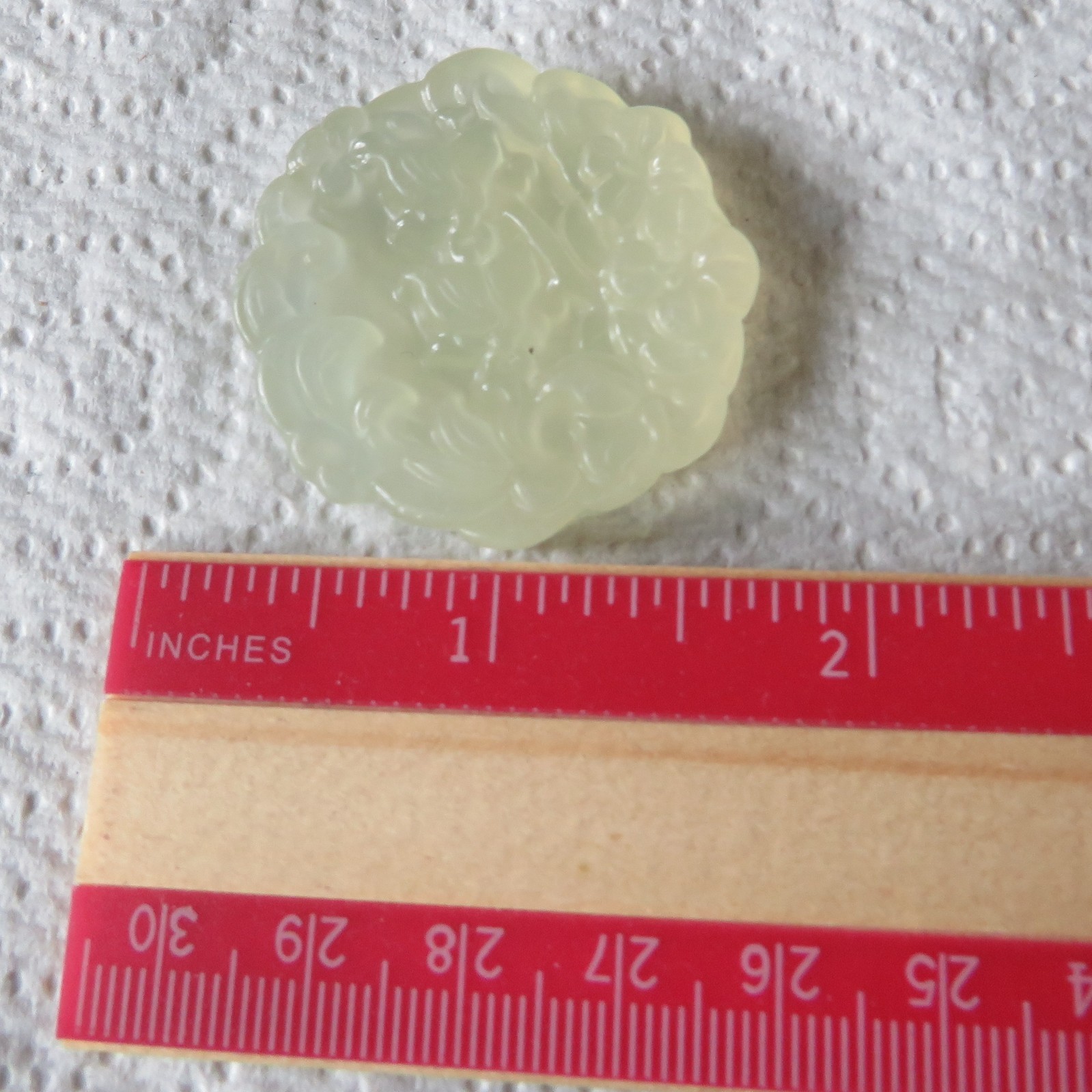 Drilled Pendant Round Carved Or Molded Jadeite On Presidium / Stone