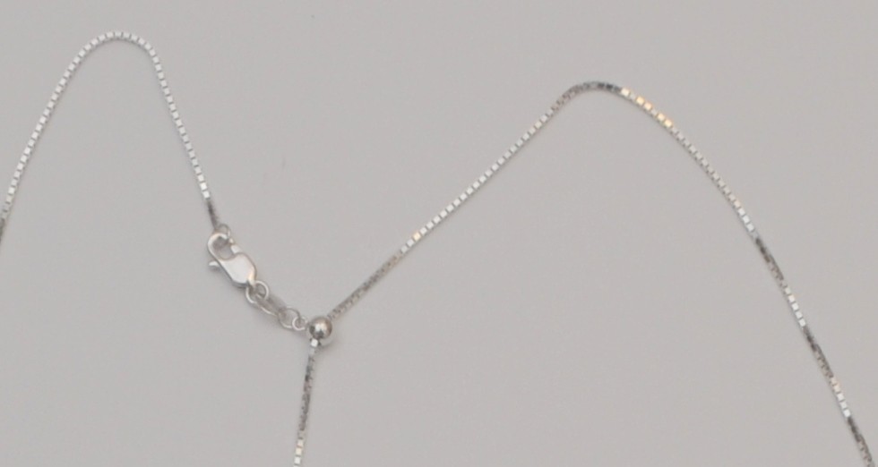 14K White Gold Adjustable Waist Chain Box Link Heart Charm Up to 30 Inches C4