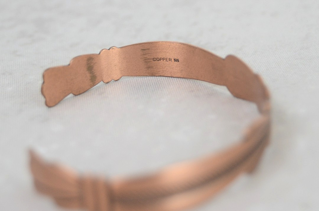 Southwestern Signed Copper Cuff Bracelet Vintage WM Wheeler Manufacturing