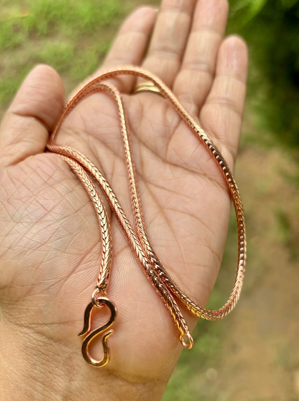 9 inch Pure Copper Hollow Foxtail Chain Anklet, Healing Copper Jewelry