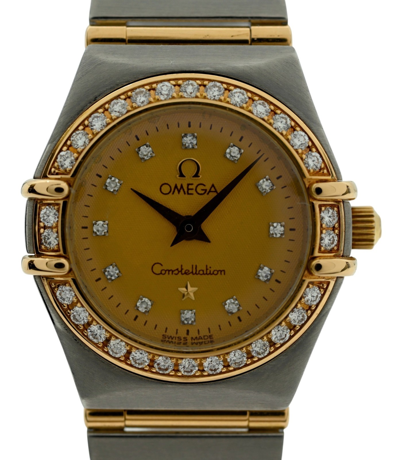 Omega 22.5mm Ladies Constellation Linen Diamond Bezel/ Dial Watch! Ref: 1267.15!