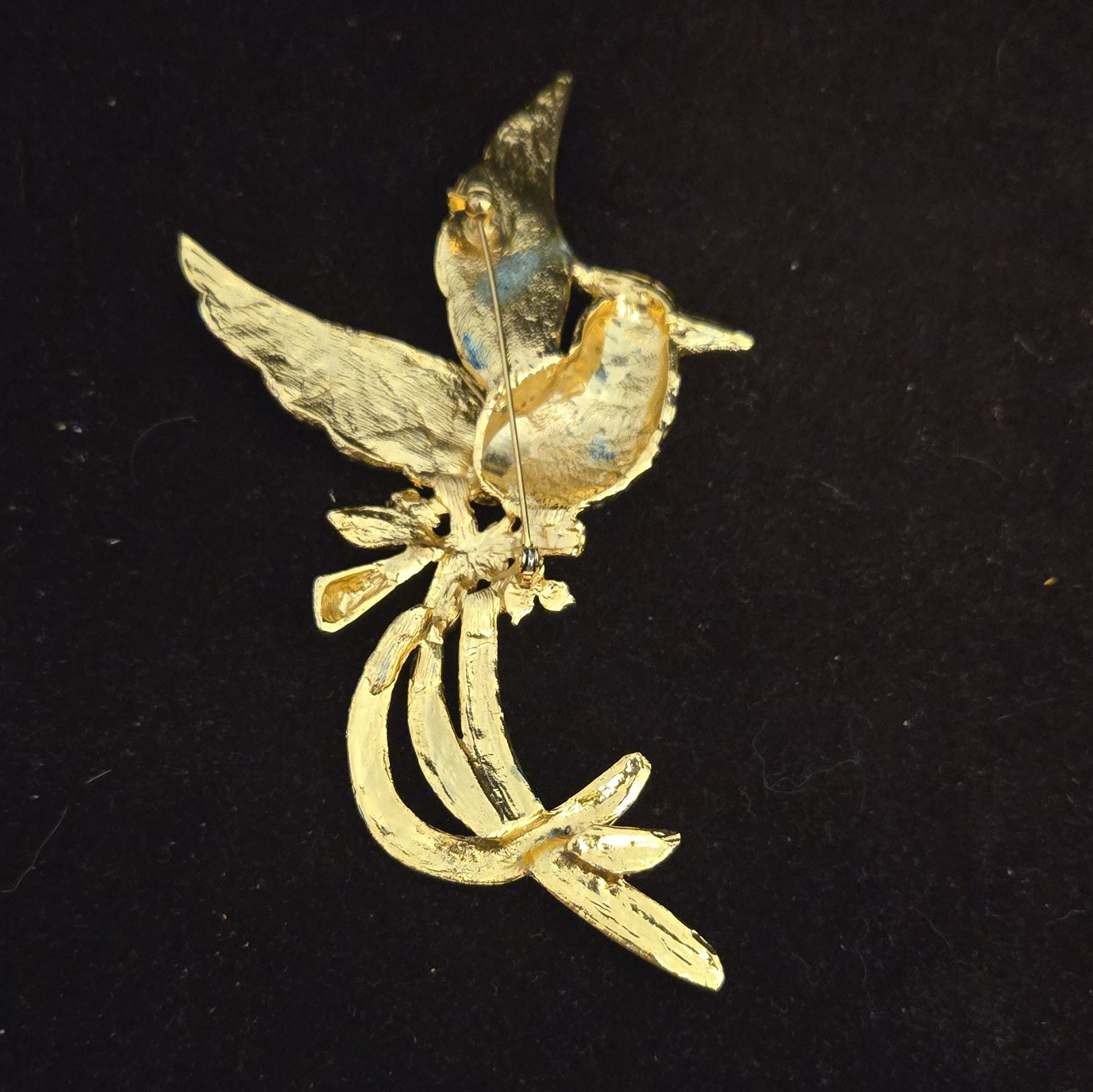 Vintage Style Enamel Bird of Paradise Brooch Pin Colorful Rhinestone Gold Tone
