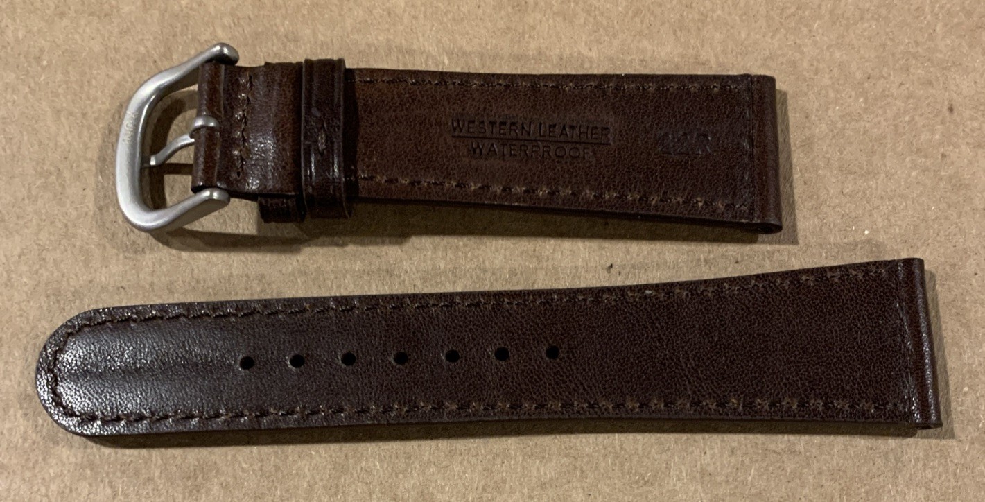 22mm Hadley Roma Waterproof Western Leather Watch Band – Brown – MS890