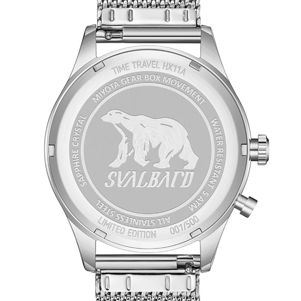 Svalbard TIME TRAVEL HX 11A Quartz Steel Grey Black Leather Men’s Watch