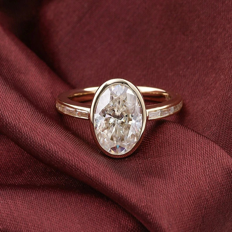 IGI 3.25 CT Oval F-VS1 Lab Grown Diamond Women Wedding Gift Ring 14K Yellow Gold