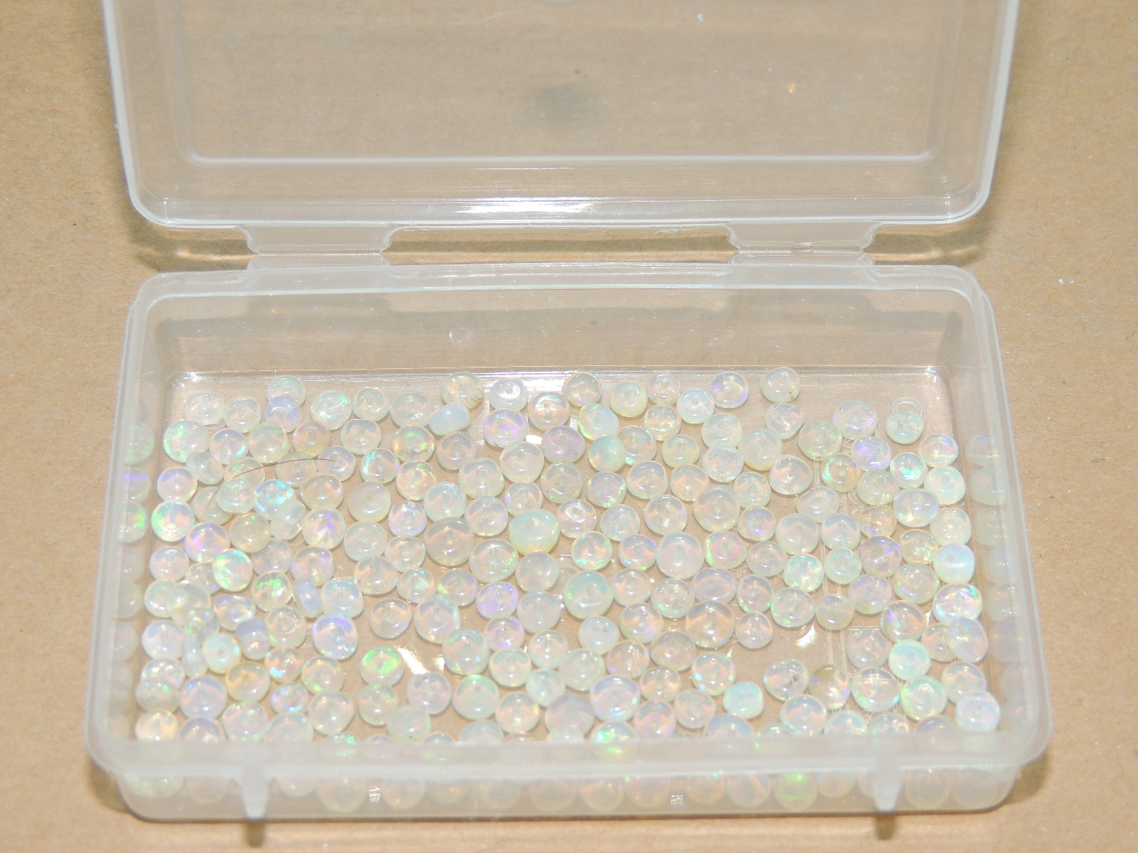 Ethiopian Opal Beads 3-4mm with 2mm dome approx .5mm hole set of 5 (14008)