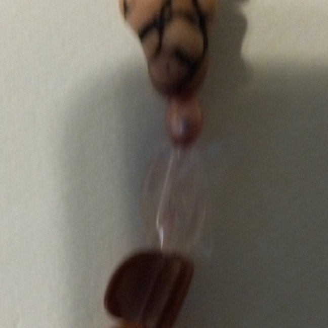 Pink Brown Glass Oval Beaded Necklace Cable Chain, Adjustable Extender Lobster