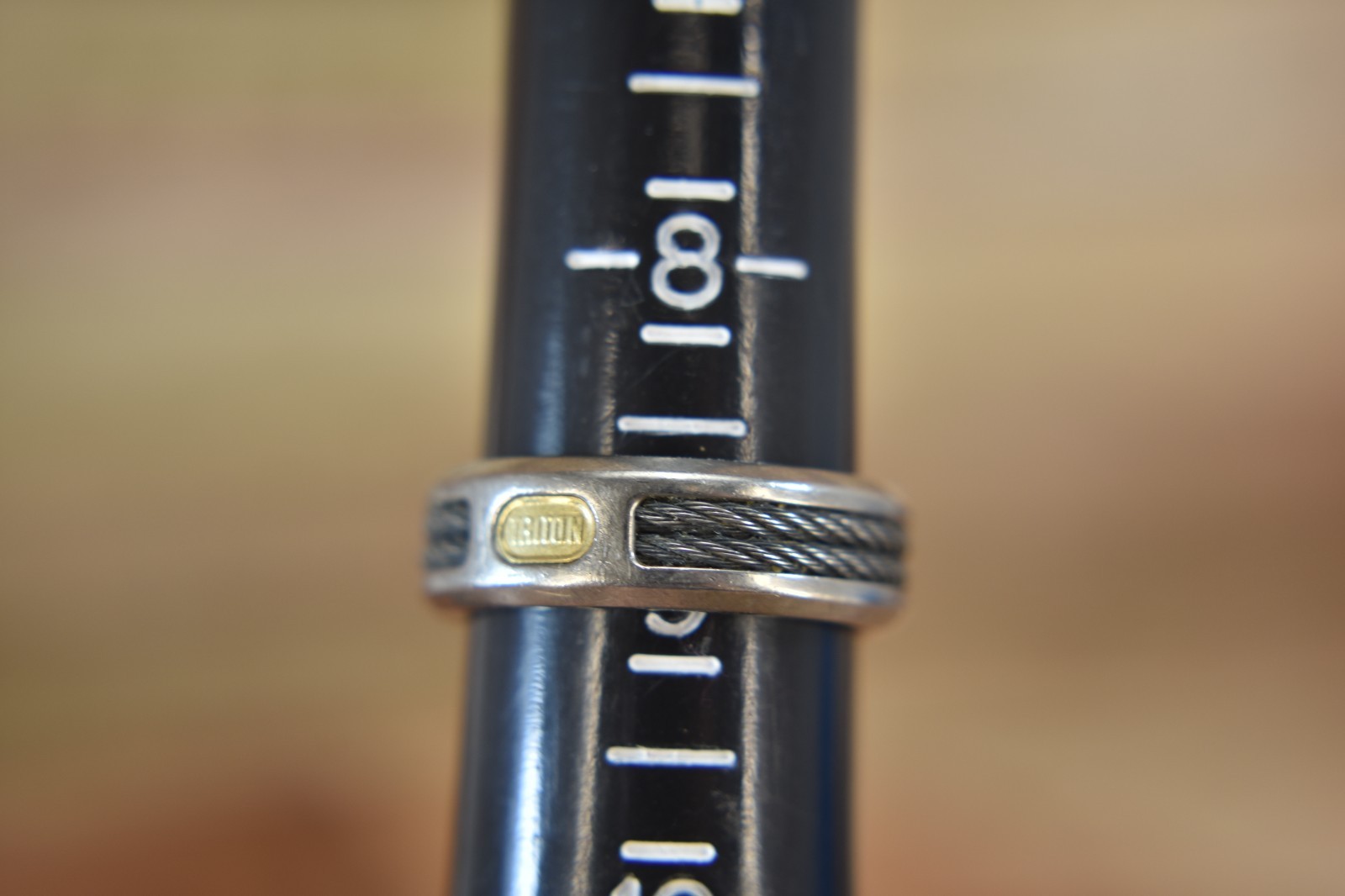 Men’s Triton Titanium 18k Ring Prominent cable inlay band stainless steel
