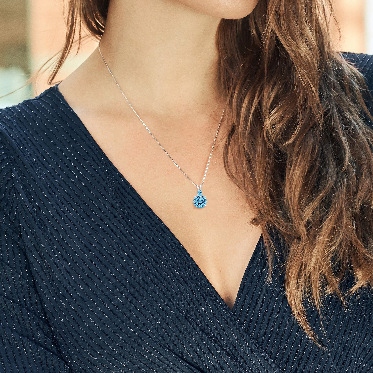 4.76 Cttw Swiss Blue Topaz Pendant Necklace For Women | 925 Sterling Silver |