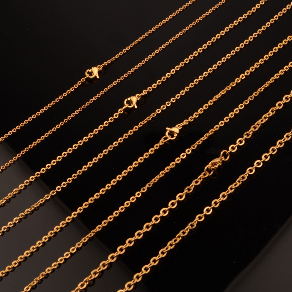 1.5-3.2mm Wholesale Men Women Stainless Steel Gold Cross Chain Necklace Jewelry
