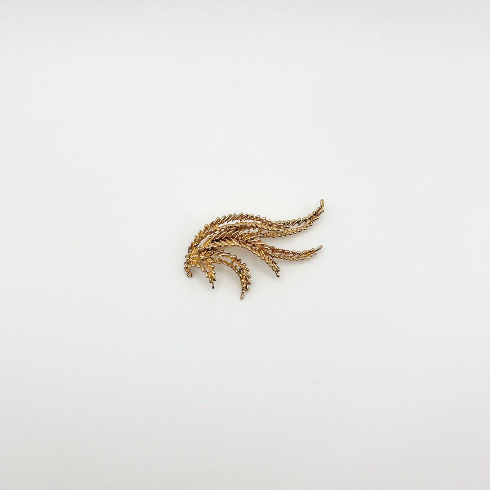 Vintage Henry S. Bick Signed HSB Brooch Fern Leaf Pattern Gold dipped Sterling