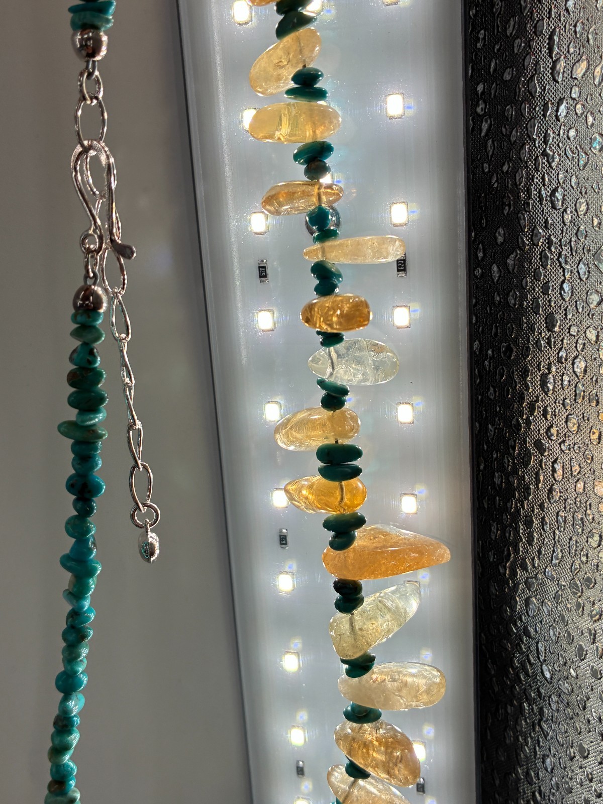 Jay King DTR Iron Mountain Turquoise Natural Citrine Eclectic Bead Necklace 925