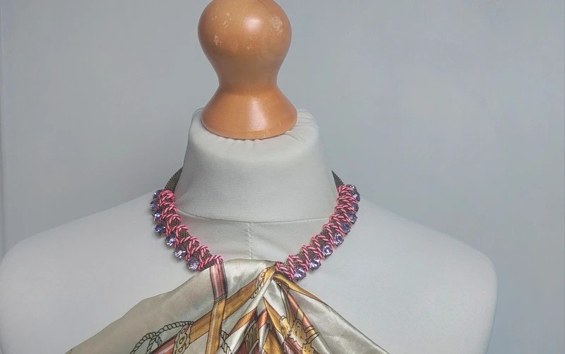 Topshop Freedom Statement Necklace | Pink & Purple Gem short collar Necklace