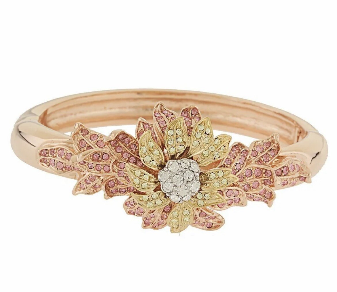 Nolan Miller Parc de Bagatelle Rose Gold Rhinestone Flower Bracelet