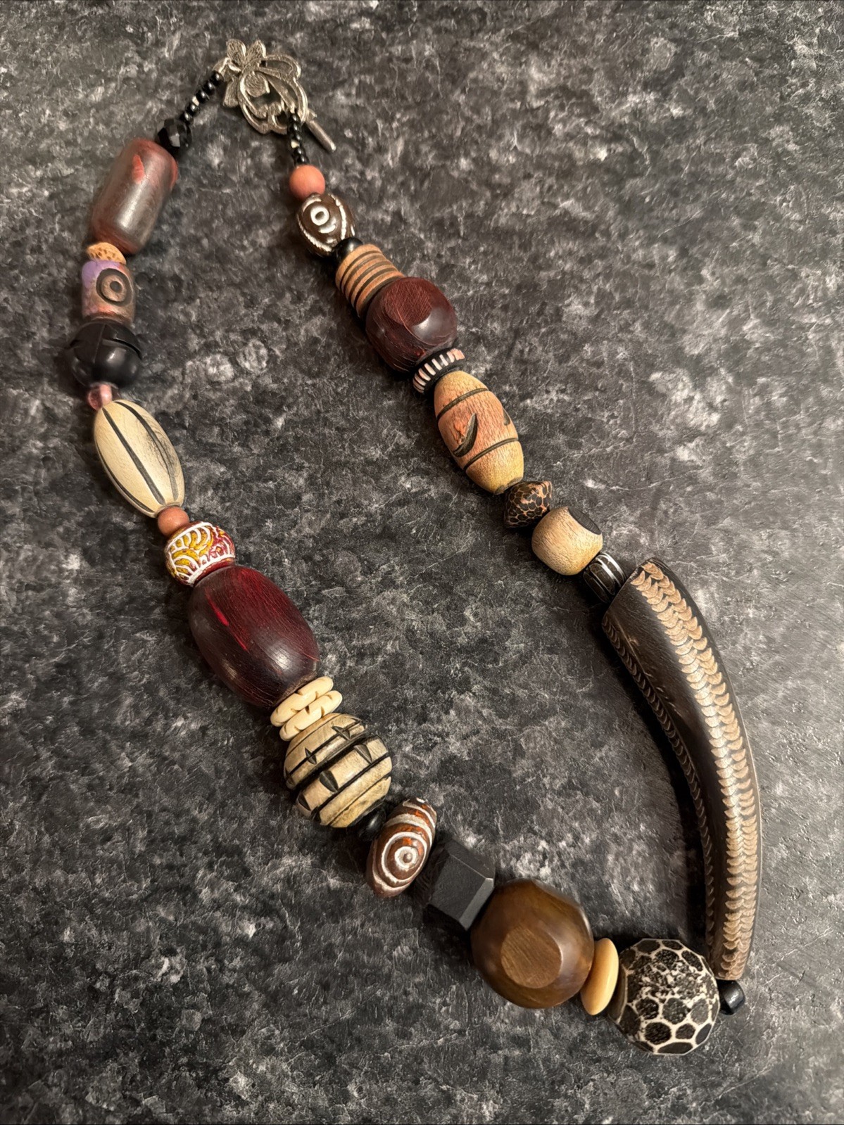 Necklace Indonesian Asymmetrical Assorted Wood Necklace