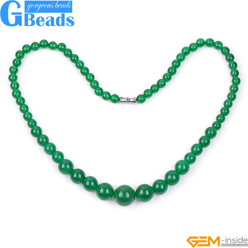 Assorted Natural Gemstone Beaded Necklace Jewelry 6–14mm Graduated Beads Strand