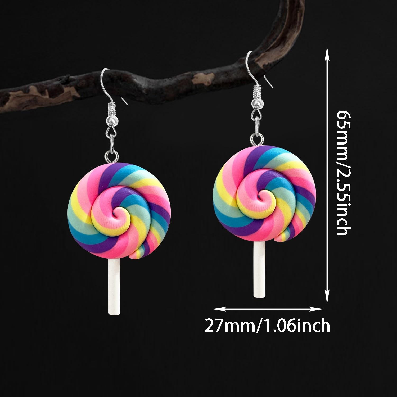 Sweet Cute Funny Simulation Lollipop Resin Dangle Drop Earrings Creative Co – 03