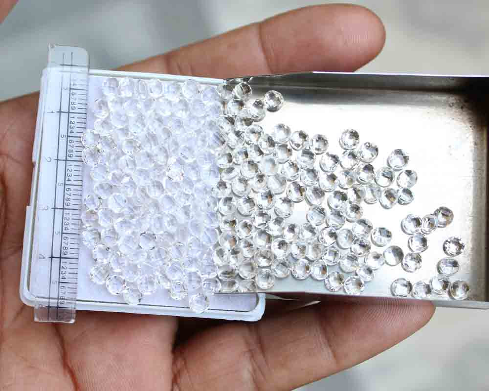 Natural White Topaz Round Briolette Loose Faceted Cut Loose Gemstone 53.40 Ct