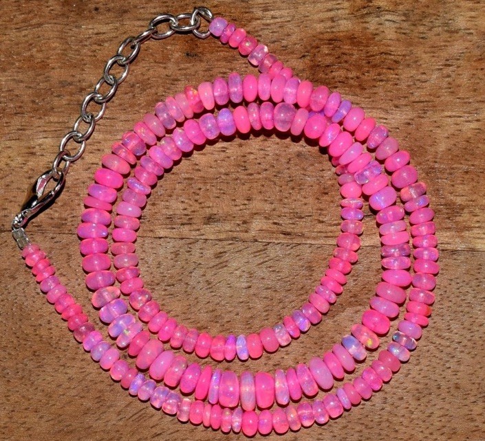 Natural Ethiopian Opal Wello Fire 3-5MM Opal Gemstone Beads Necklace