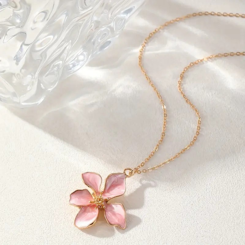 Flower Pendant Necklace Women Fashion Floral Charm Jewelry Gift Cute Trendy