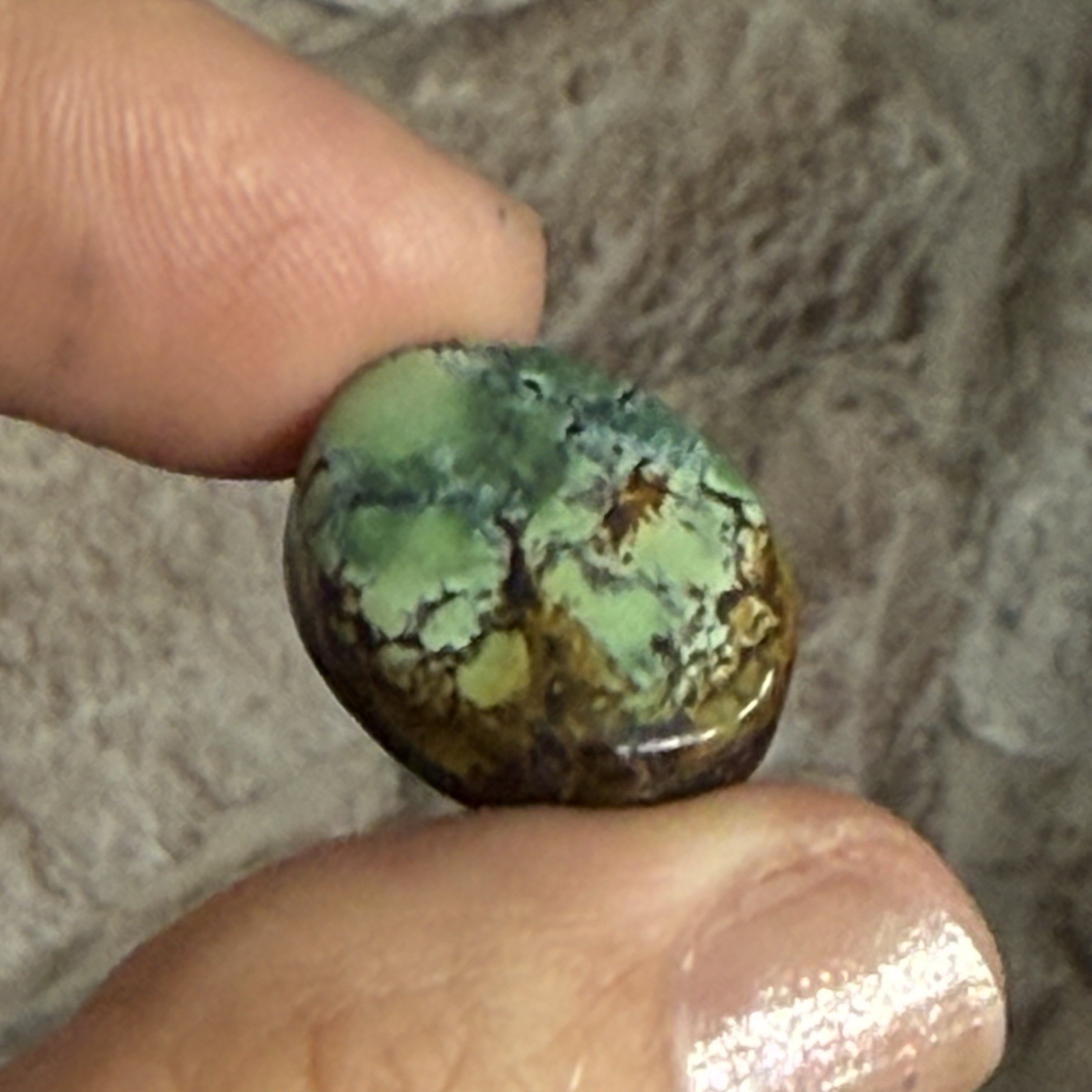 14.10ct 18.7c14.7×6.5mm Green Qingu Mine Turquoise Oval Cabochon Backed Stone