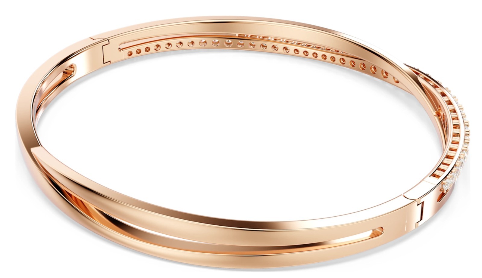Swarovski Hyperbola Bangle Bracelet 18K Rose Gold Tone Plated White CZ Crystals