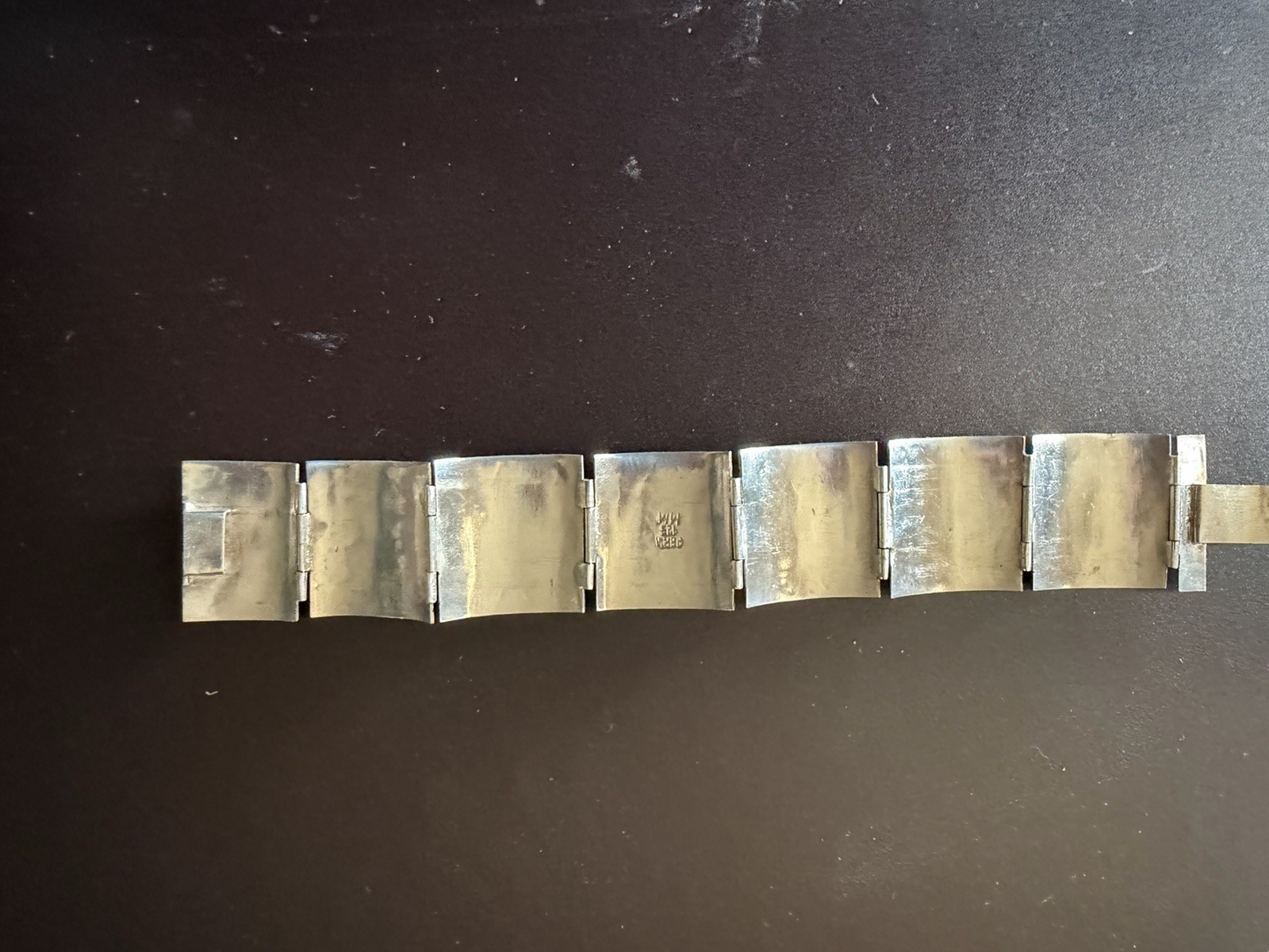 Silver Peruvian Panel Bracelet, 7 Inches Long With Engraved Designs