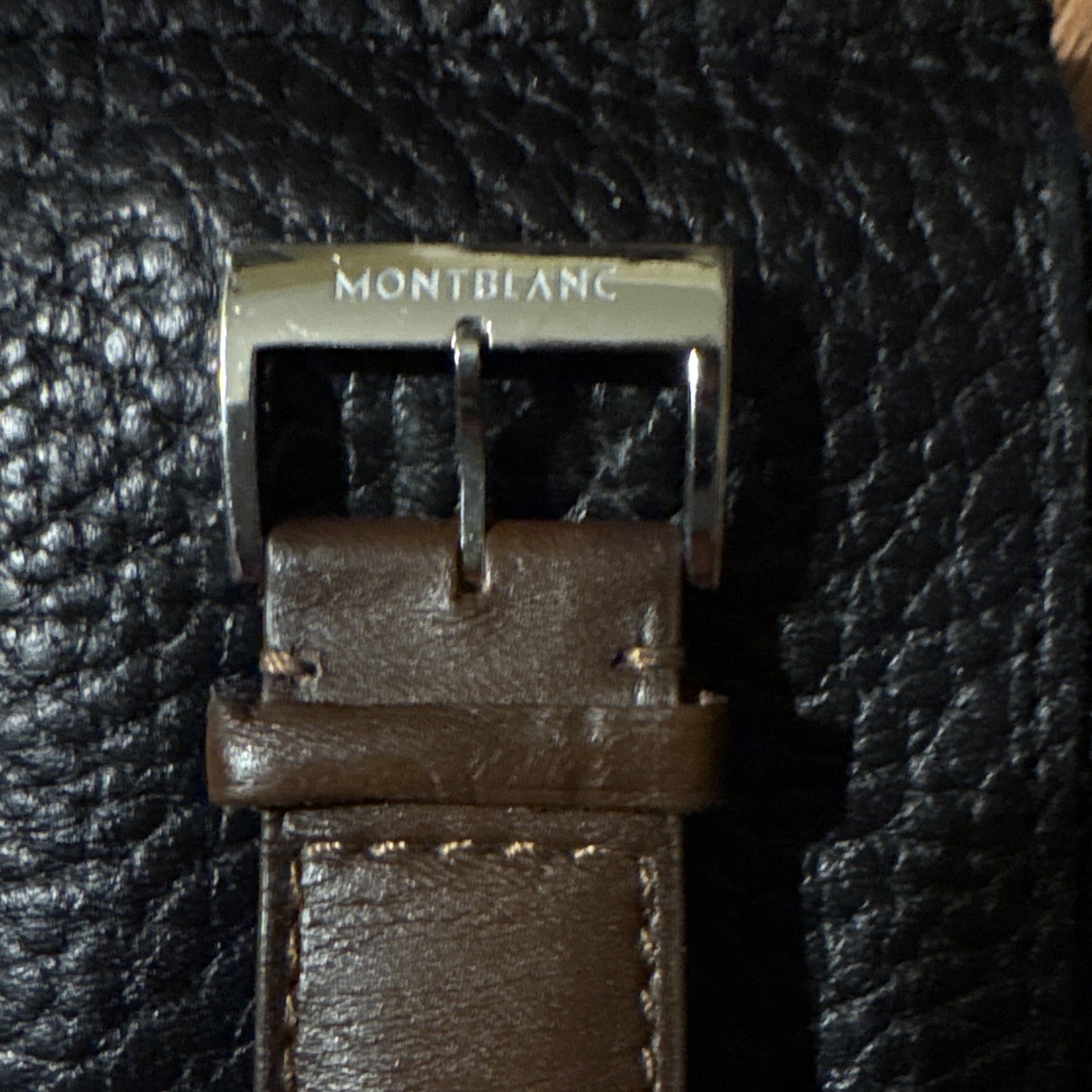 Montblanc 1858 Swiss Made Manual Wind 44mm Black Dial Brown Leather Strap