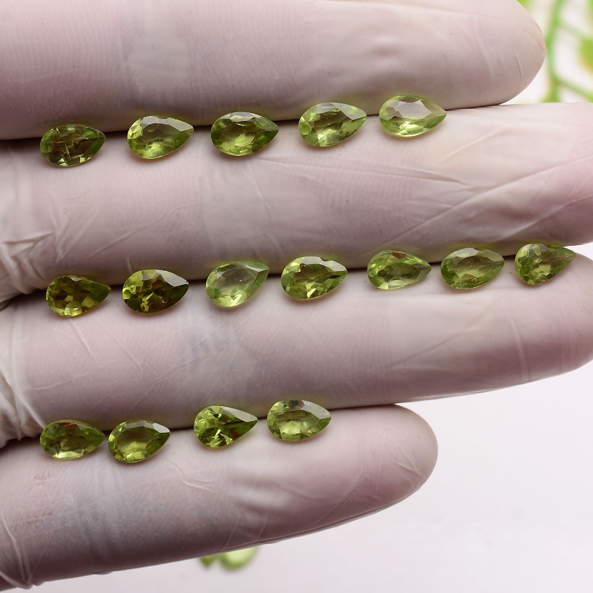 21 Pcs VVS Natural Peridot 8mmx5mm Pear Cut Stunning Untreated Loose Gemstones