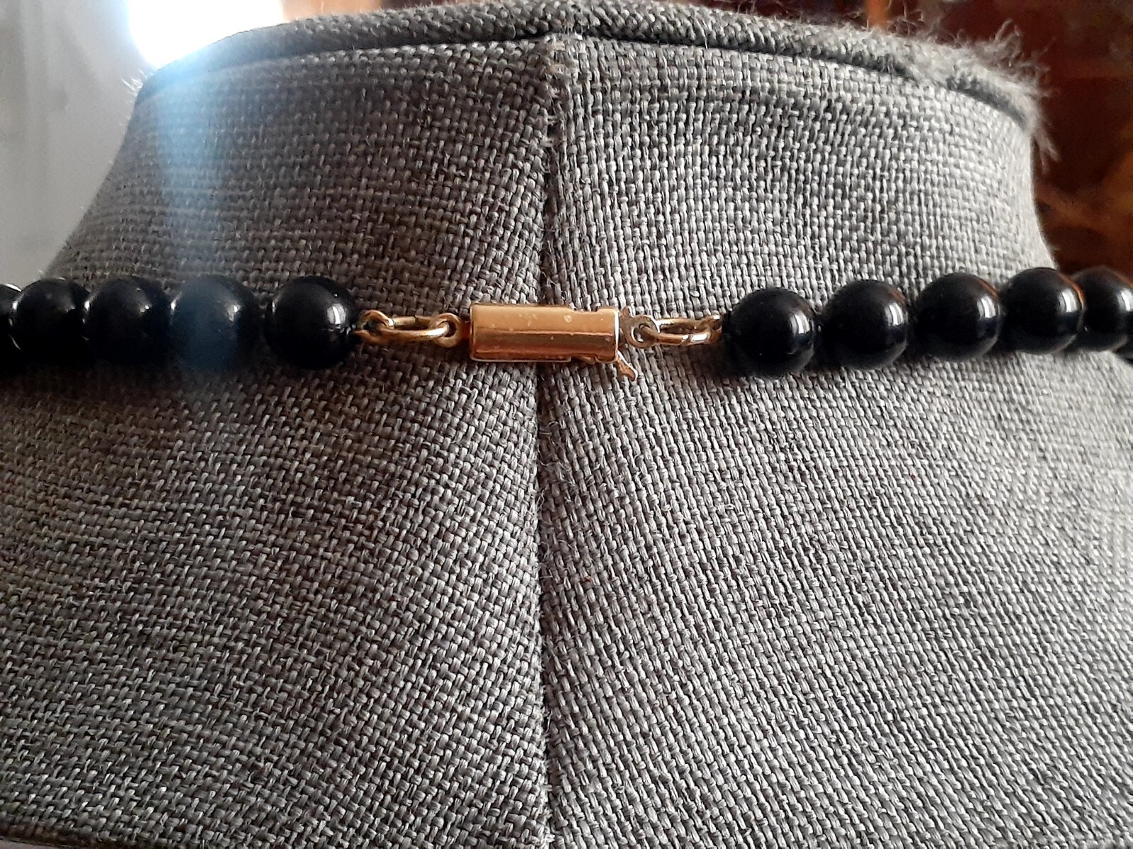 Vintage Lucite Black And Multi color Bead Single strand Necklace
