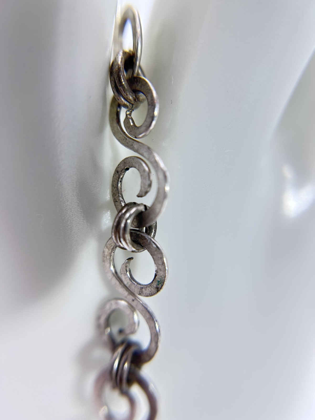VTG Bracelet Silver Scroll Link Chain Hook Clasp Modernist Womens Jewelry