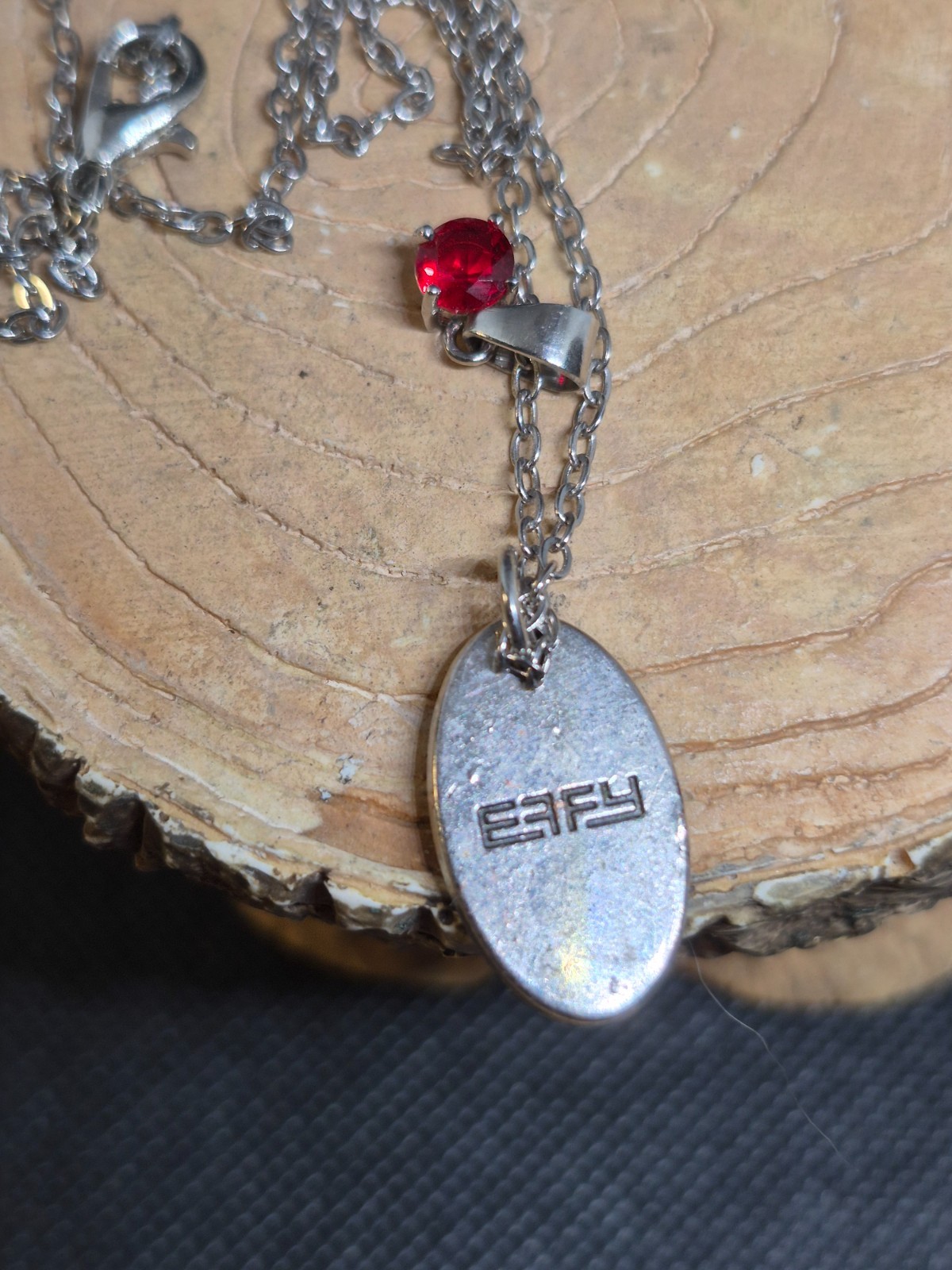 EFFY Silver Tone Cruising Good For The Soul Pendant Necklace Red Accent Charm