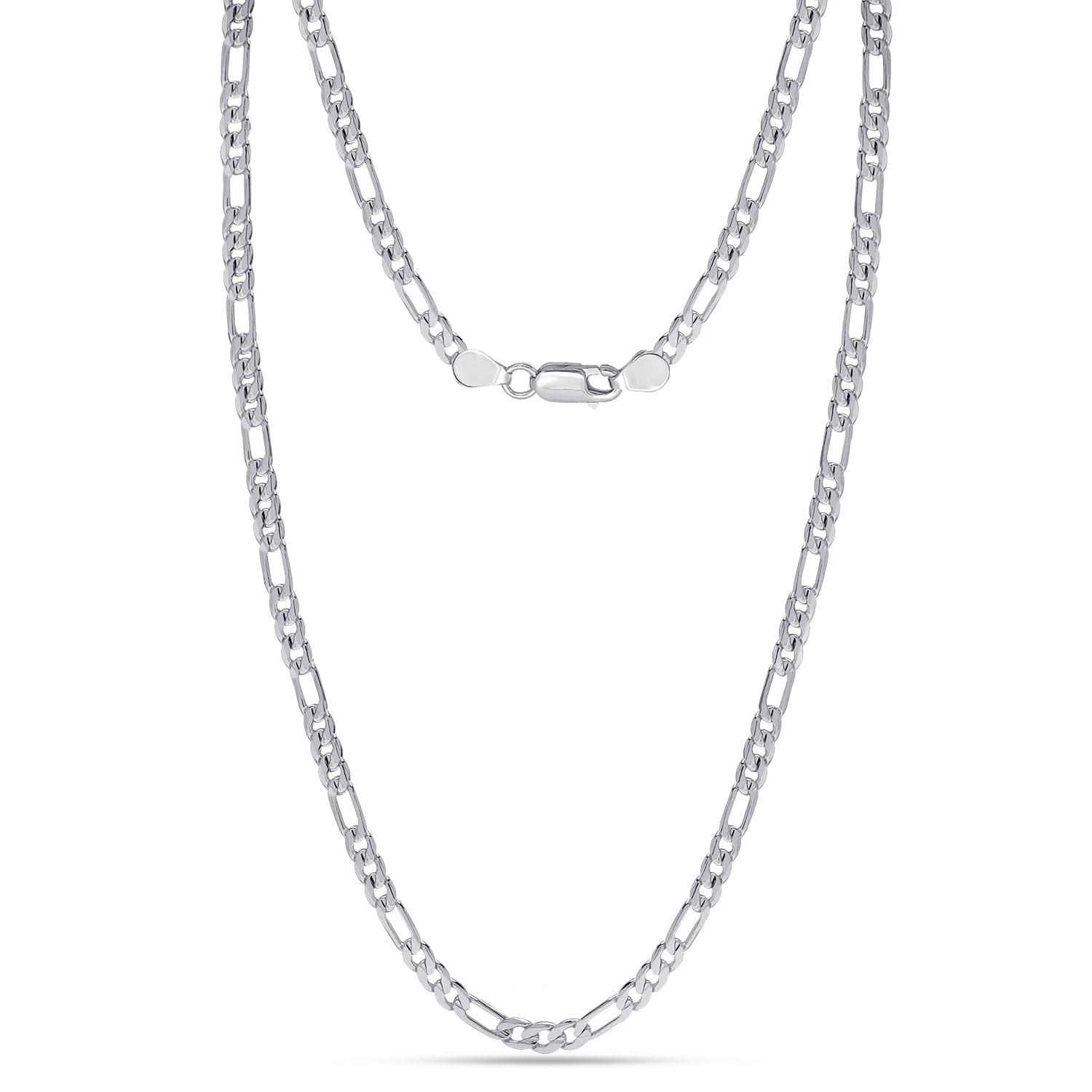 Figaro Chain Necklace for Women | Italian 4.2mm Diamond-Cut Figaro Link Chain Ne