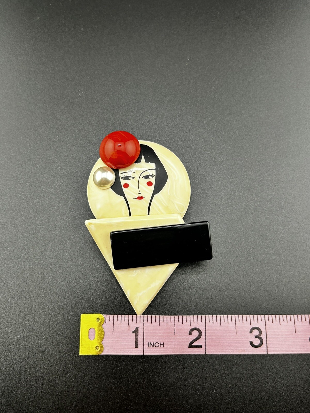 Moscow Nellie Mosca Subway Collection Signed Rosso Cuore Brooch Pin Italy