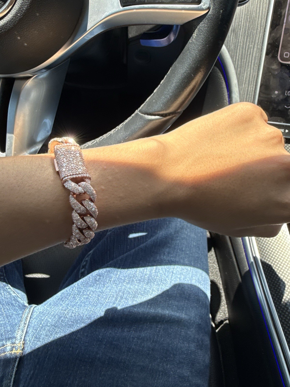 Moissanite Rose Gold Cuban Vvs1 925 silver