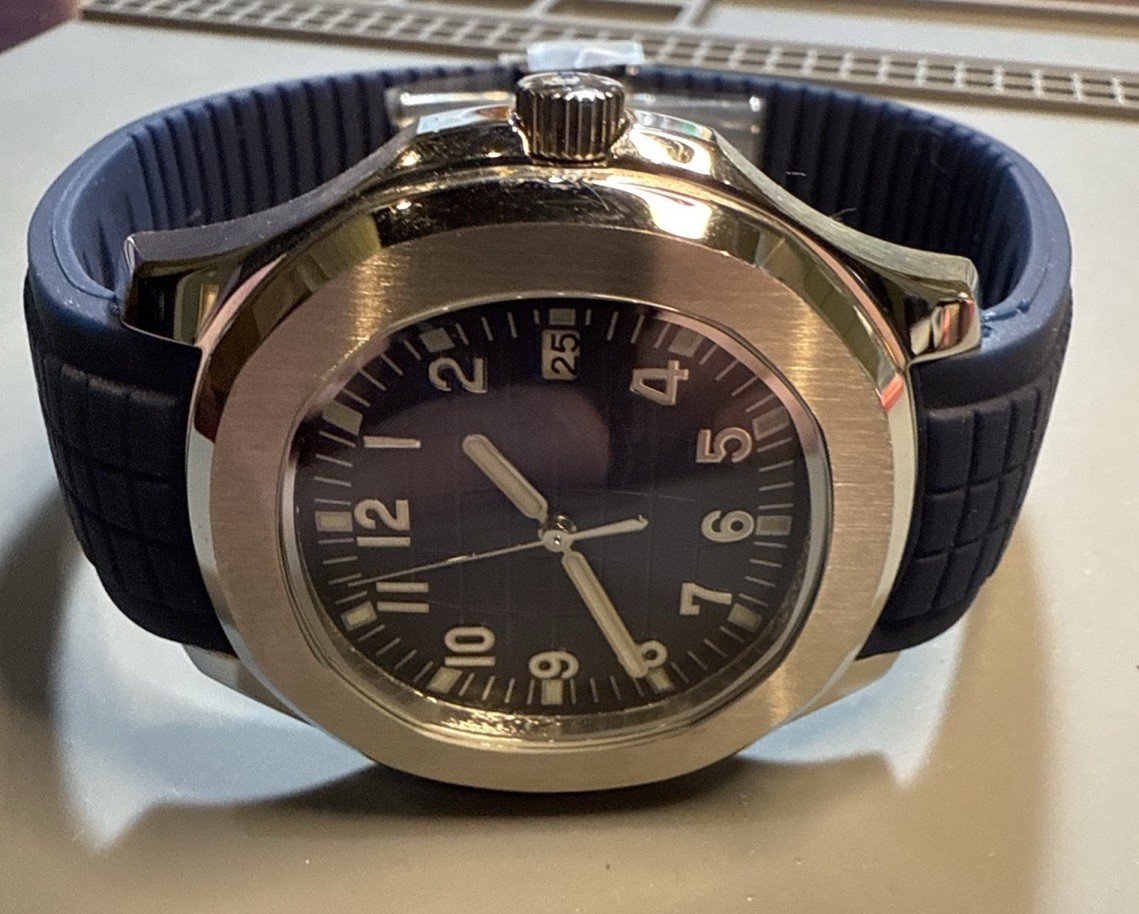 Custom 40mm “Aqua” Style Blue Dial Mod Watch w/ NH35 Automatic