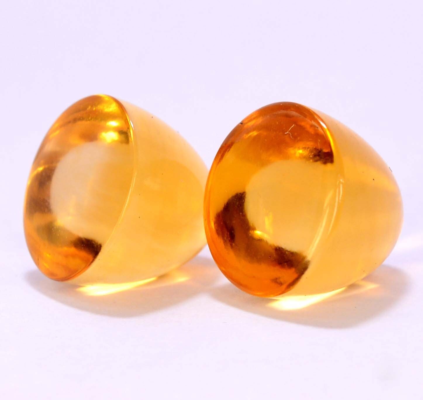 11 mm Natural Citrine Bullet Shape Cabochon Pair 16.66 Cts Golden Loose Gemstone
