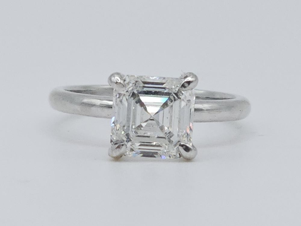 14K White Gold F VS2 2.62 CT Lab Created Asscher Diamond Ring Sz 7 (ML1073650)