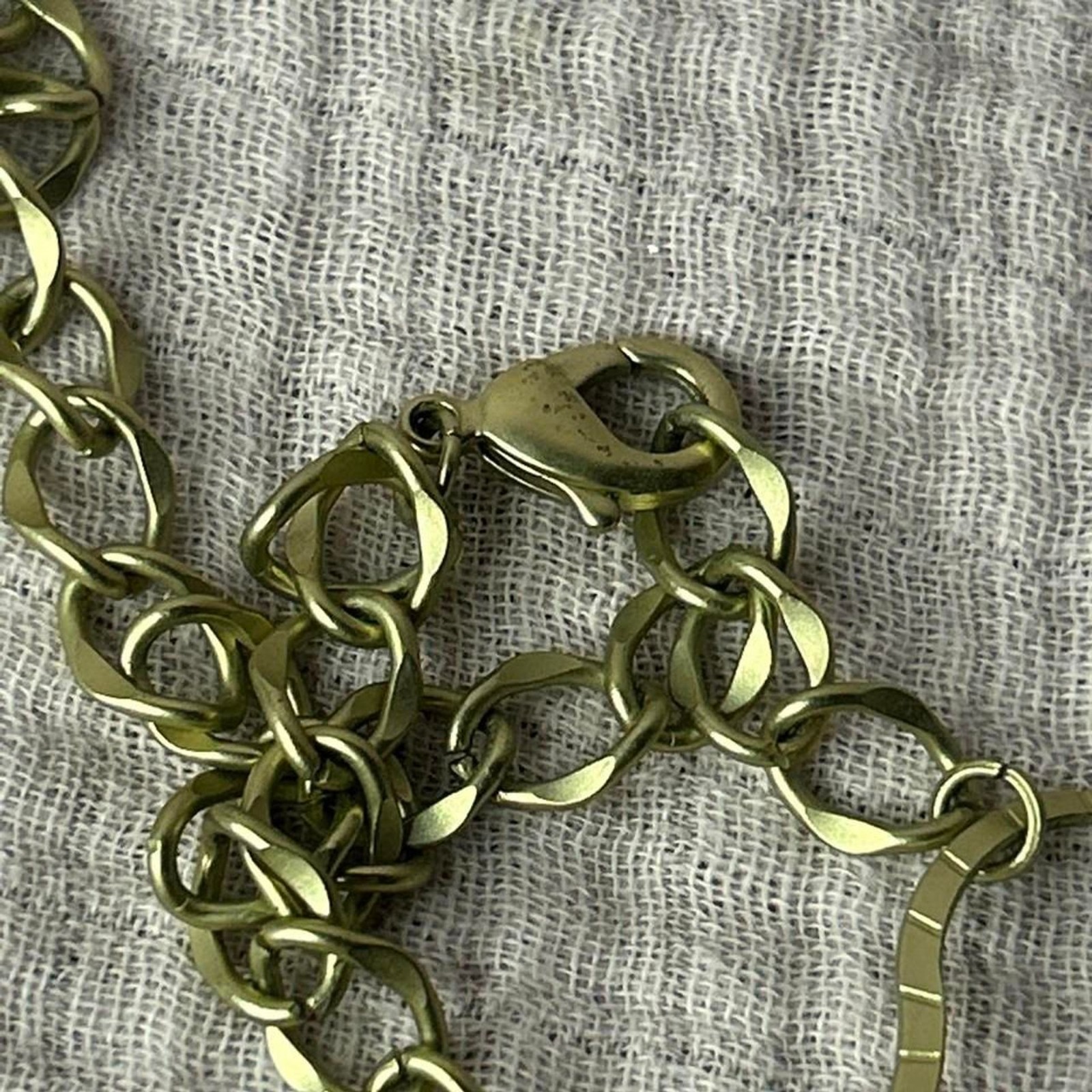 Coldwater Creek Matte Gold Abstract Geometric Tiered Bib Necklace