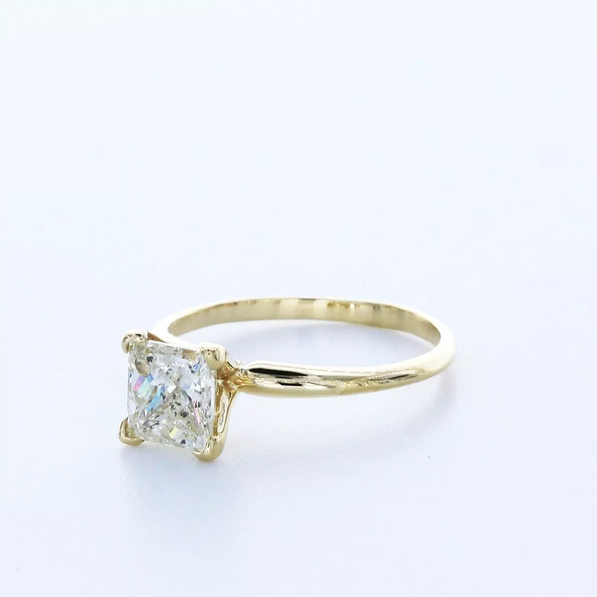 Solitaire Engagement Ring 14K Gold 1.60 Carat Princess Lab-Grown Diamond H SI2