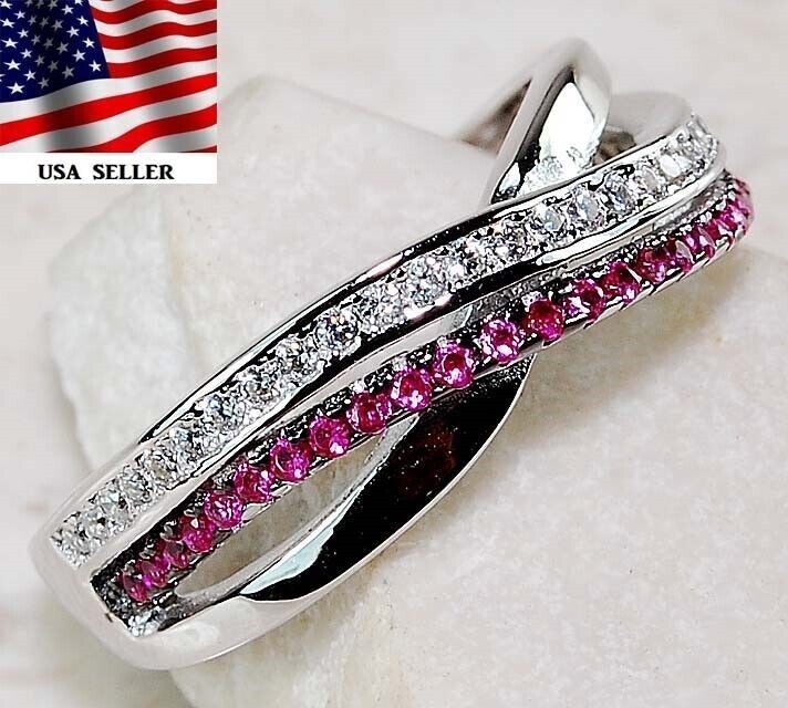 1CT Heat Treated Rubellite Tourmaline 925 Solid Sterling Silver Ring Sz 6 UB3-7