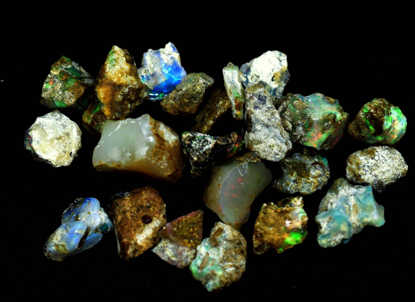 22 Pcs Natural Ethiopian Fire Opal 30.85 CT Play Of Color Collectible Rough
