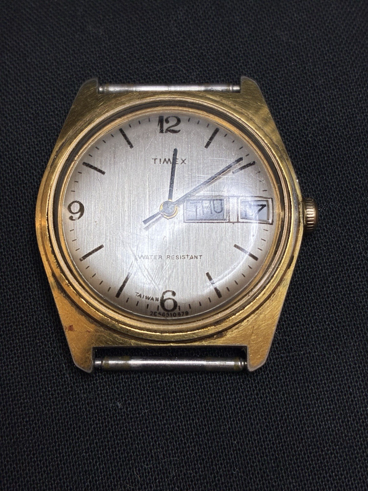 Vintage 1979 Timex Marlin Day Date Mechanical Watch 28669 Gold Tone Runs Stops
