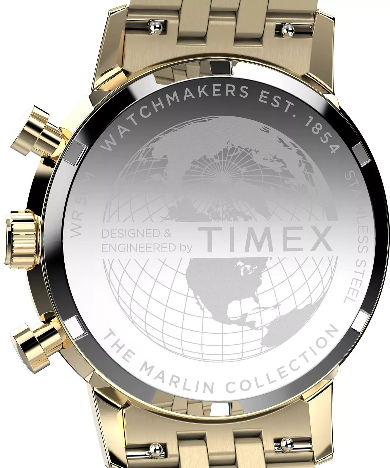 Timex Marlin TW2W59900 Men’s Black Dial Gold-Tone Chronograph Bracelet Watch New
