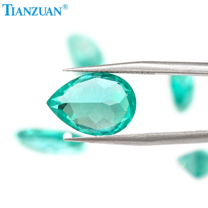 Synthetic YAG Pear Shape Neon Paraiba Color with inclusions loose Gemstones