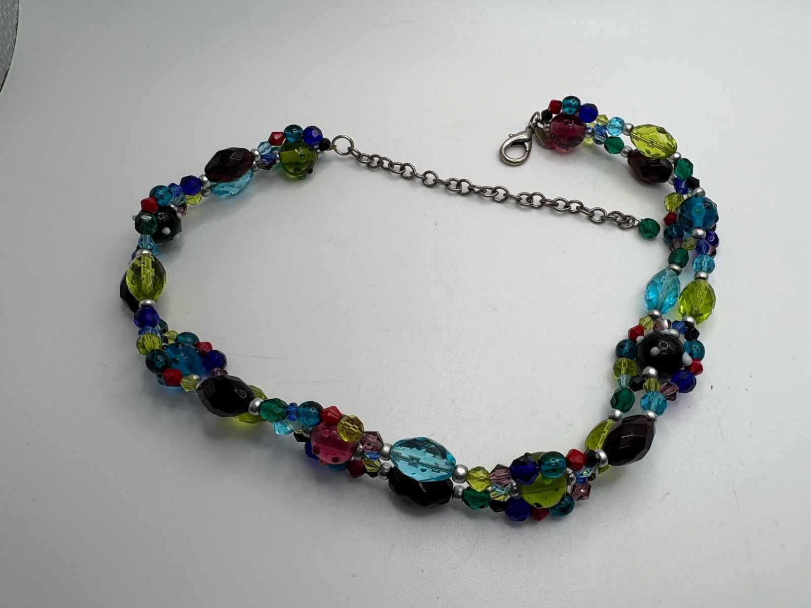 Art Glass Bead Necklace Chicos Adjustable Length 16 – 20 Inches Faceted