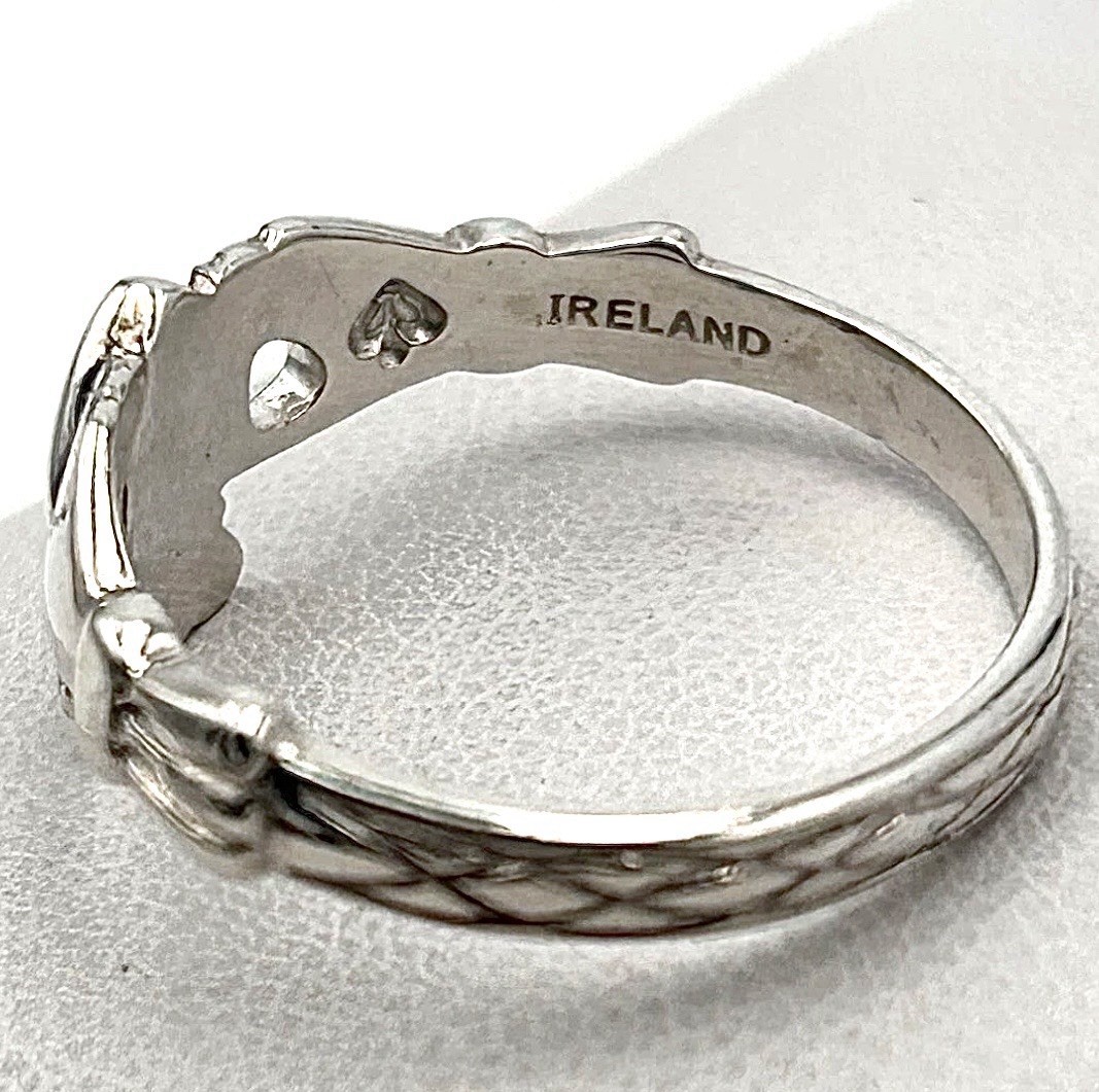 Sterling Silver 925 Irish Claddagh Ring Celtic Weave Braided Band JMH Dublin