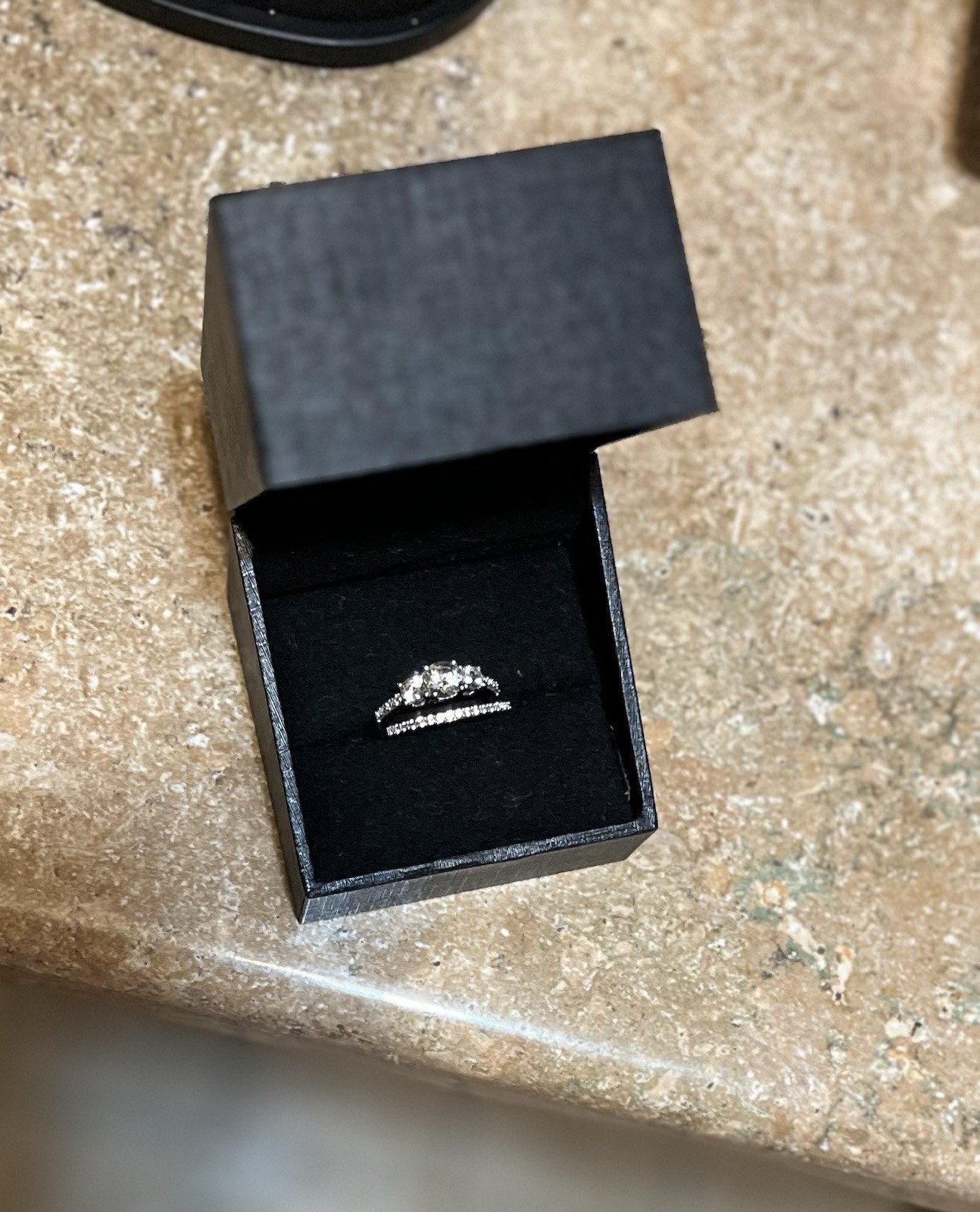 Zales Engagement & Wedding Ring Set 925 Sterling Silver White Sapphire 8.5