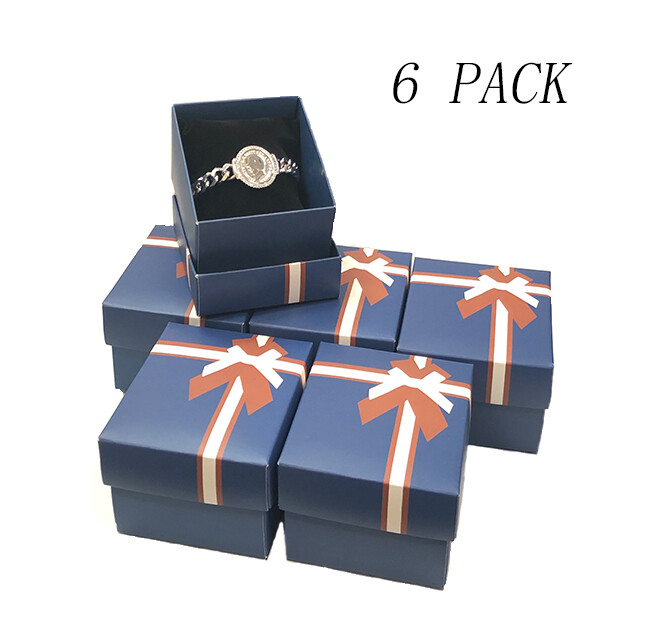 6 pc Boxes Elegant Bow Tie jewelry Gift Box Display & Black Pillow Insert Case